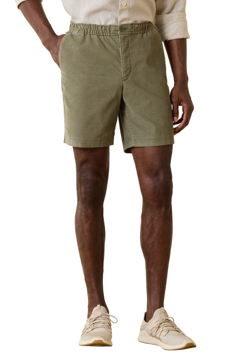 Coastline Pull-On Stretch Corduroy Shorts, Main, color, TEA LEAF