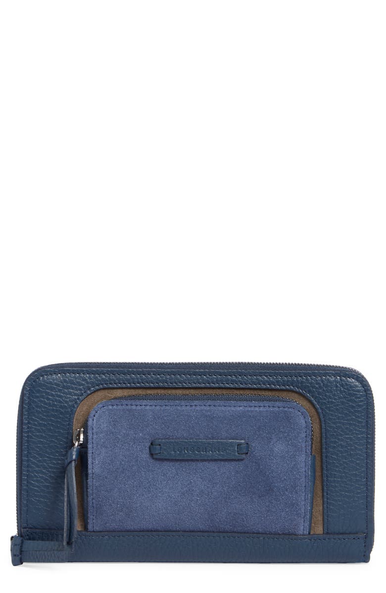 Longchamp Le Roseau Zip Wallet, Main, color, Pilot Blue