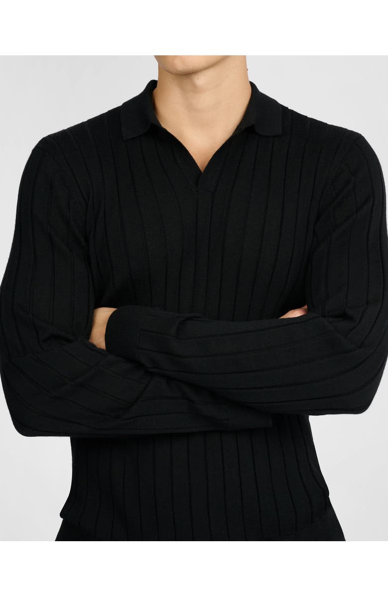 Onia Extra Fine Merino Wool Johnny Collar Polo, Alternate, color, Black