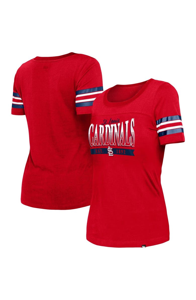 New Era Women's New Era Red St. Louis Cardinals Team Stripe T-Shirt, Main, color, Red