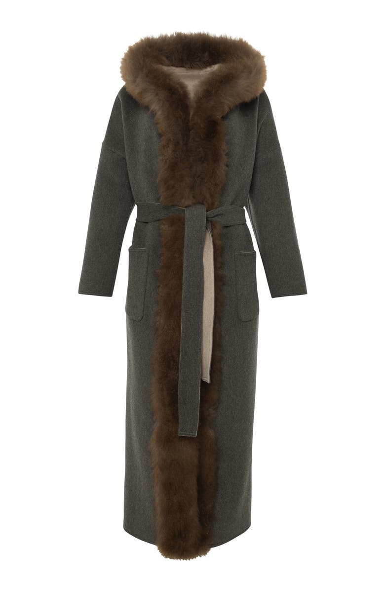 GORSKI Reversible  Cashmere Parka with Genuine Shearling Trim, Alternate, color, Beige/Gray/Brown