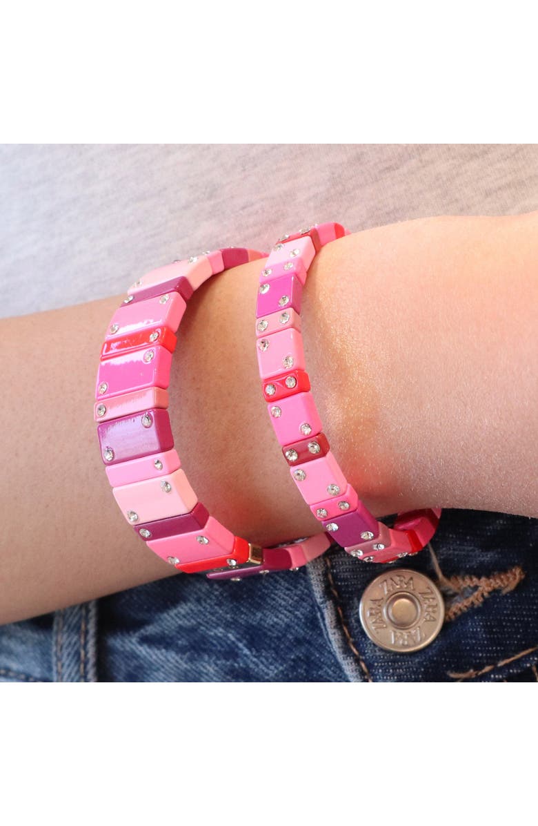 The Lovery Fine Jewelry Hot Pink Domino Stretch Bracelet, Alternate, color, Hot Pink