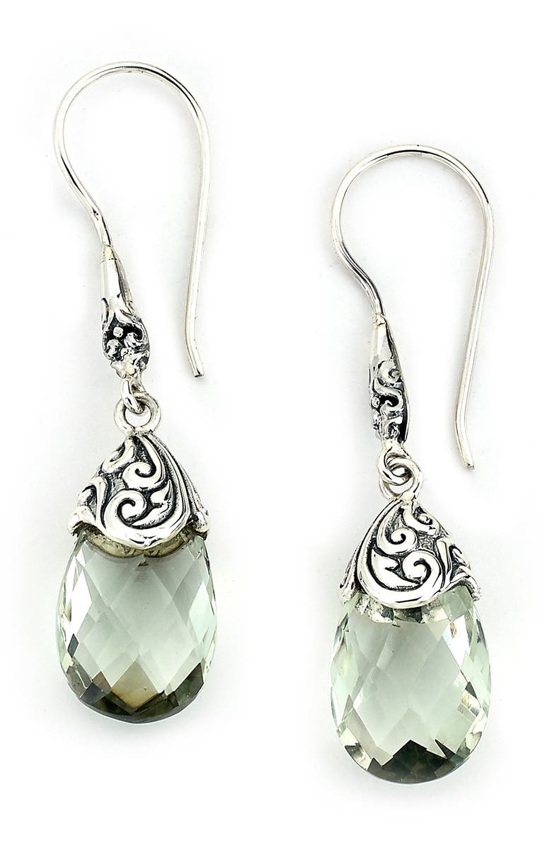 SAMUEL B. Sterling Silver Prasiolite Briolette Drop Earrings, Main, color,