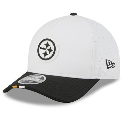 Men's New Era  White/Black Pittsburgh Steelers 2025 NFL Training Camp A-Frame 9FORTY Adjustable Hat