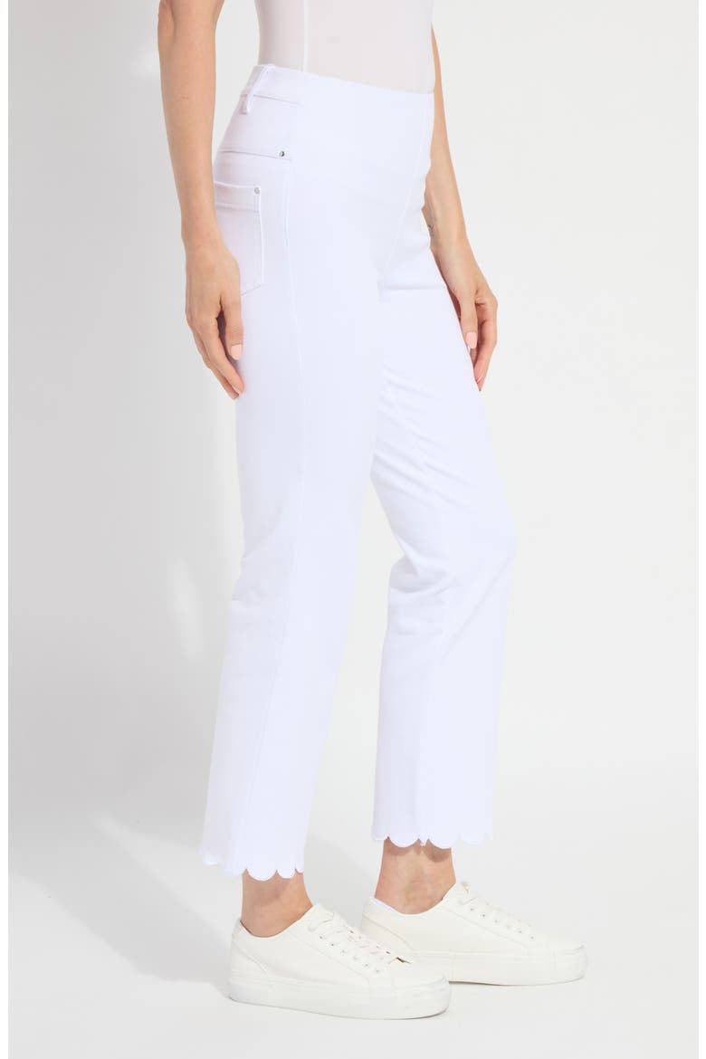 Sage Scallop Hem Pull-On Ankle Bootcut Knit Jeans, Alternate, color, WHITE