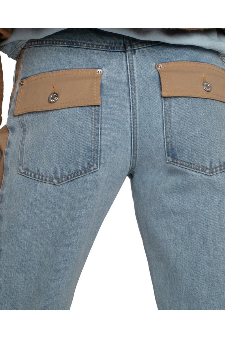 Rebel Mid Rise Side Stripe Denim Jeans, Alternate, color, Blue