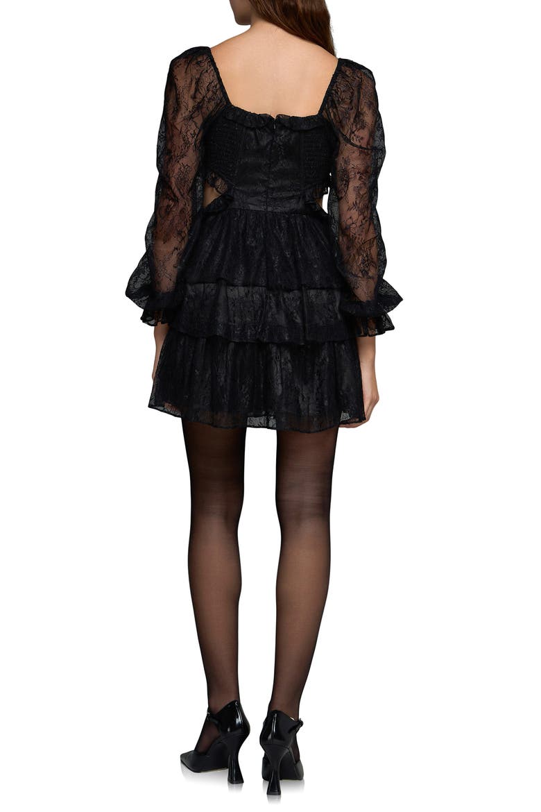 Premium Lace Cutout Minidress, Alternate, color, BLACK