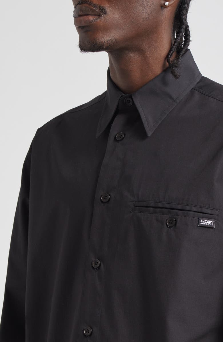 MM6 Maison Margiela Long Sleeve Button-Up Shirt, Alternate, color, Anthracite
