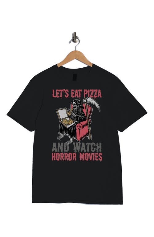 Monster Digital Let's Eat Pizza & Watch Horror Graphic T-shirt In Black