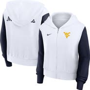 Nike Women's Nike White West Virginia Mountaineers Cropped Beyond Capability Color-Block Script Full-Zip Hoodie