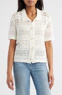 beachlunchlounge Penny Open Knit Short Sleeve Cardigan
