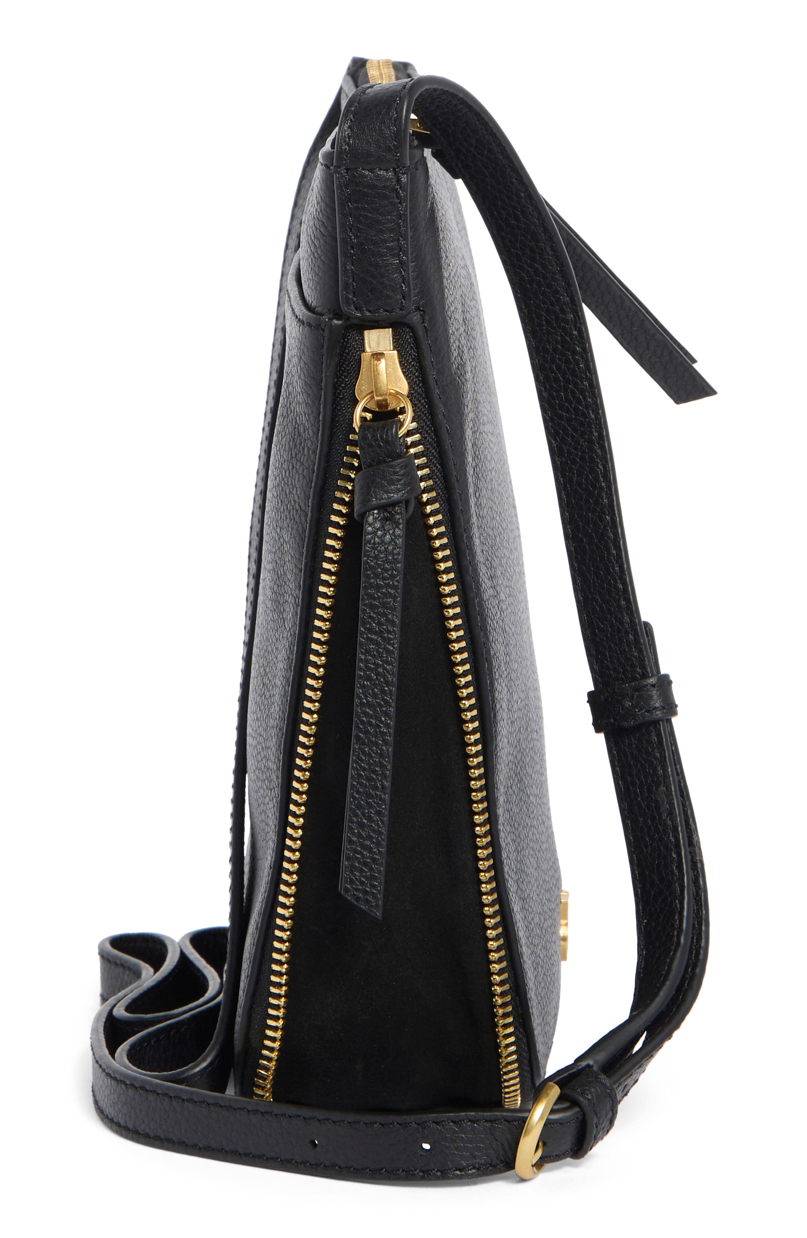 Vince Camuto Lorry Leather Crossbody Bag, Alternate, color, Black