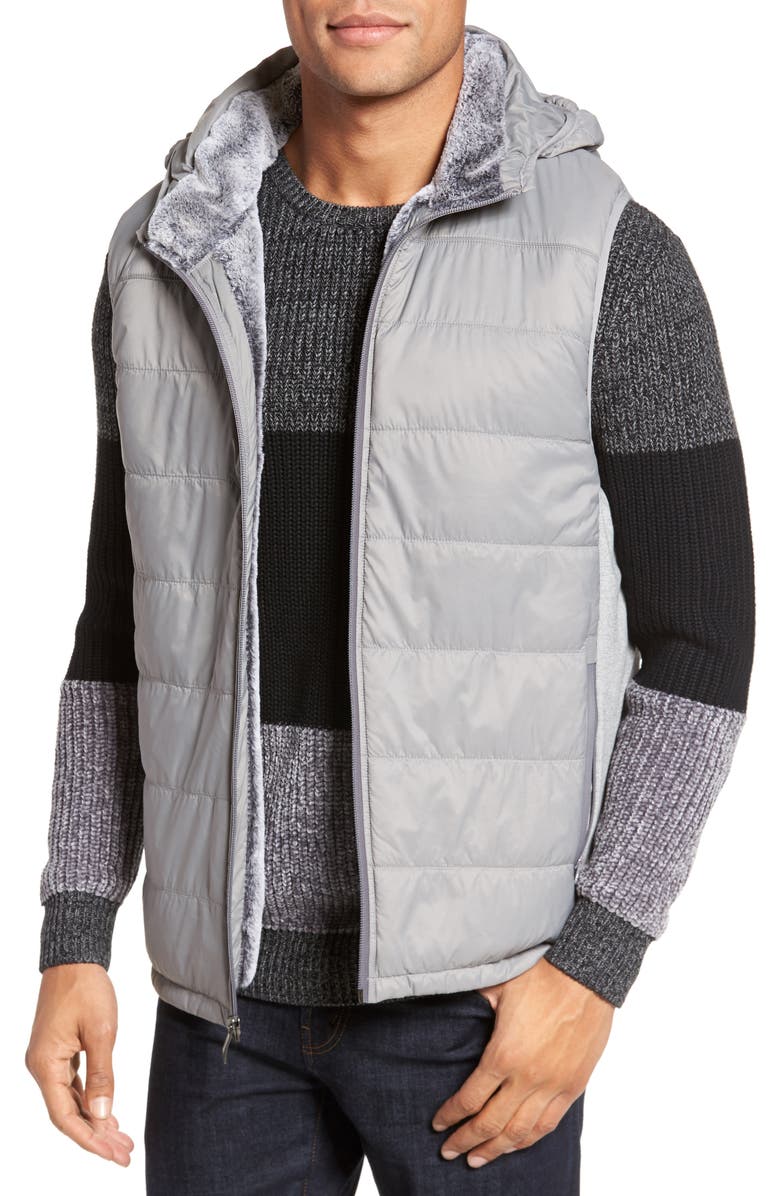 Vince Camuto Hooded Vest, Main, color, 