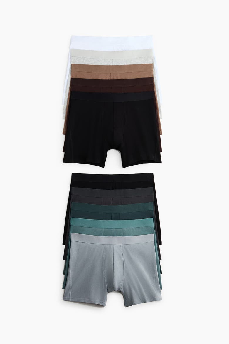10-pack Mid Trunks With Lycra®, Alternate, color, Dark brown/teal