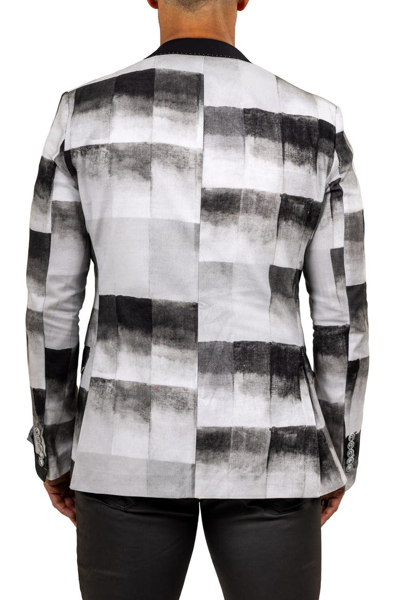 Unconstructed Marthyr022 Black Cotton Patchwork Blazer, Alternate, color, GREY