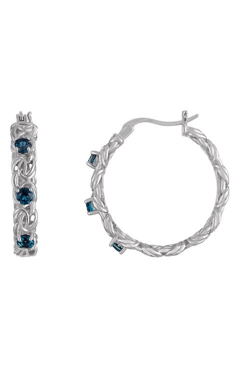 Sterling Silver Byzantine Gemstone Hoop Earrings