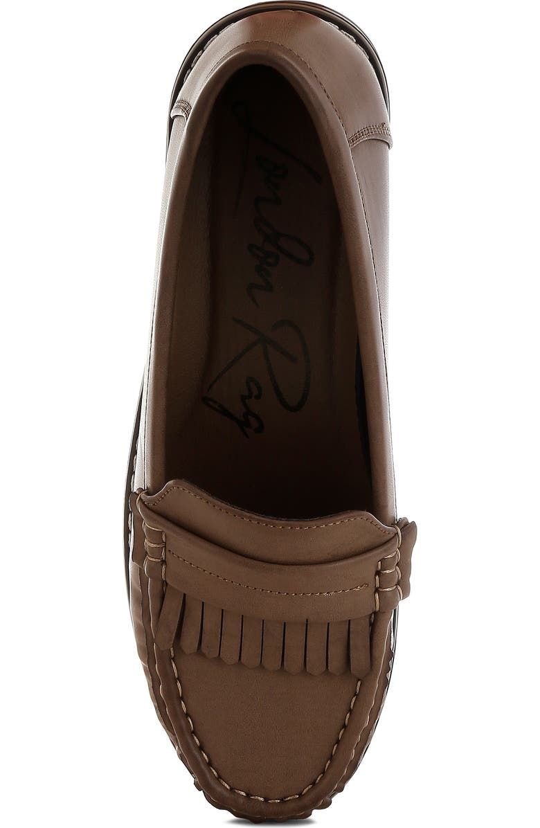 LONDON RAG Croyda Fringe Platform Loafer, Alternate, color, Taupe