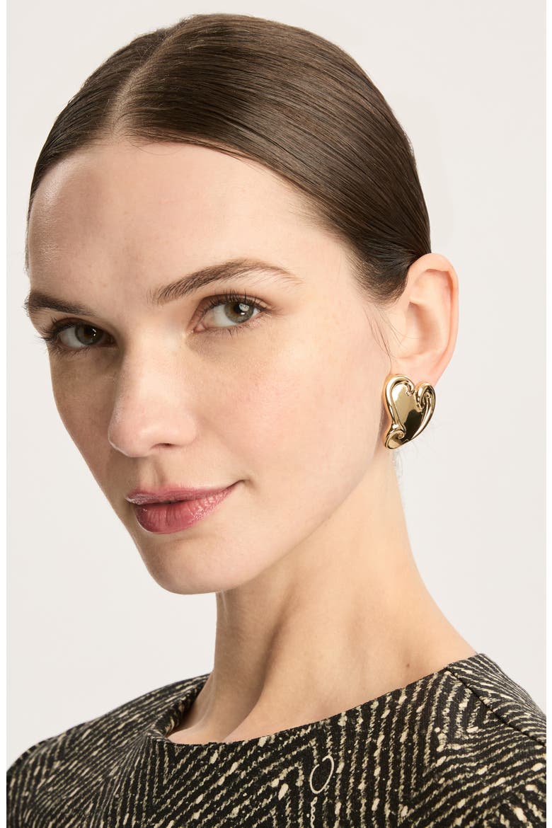 Small Swirl Heart Stud Earrings, Alternate, color, GOLD