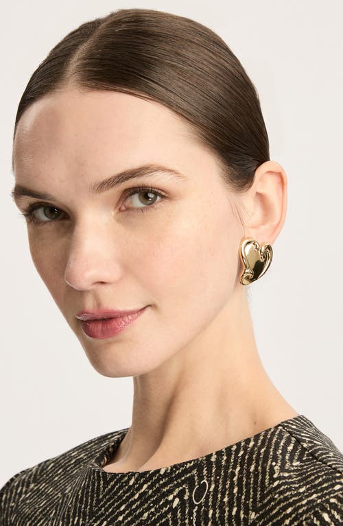 Oscar De La Renta Small Swirl Heart Stud Earrings In Gold