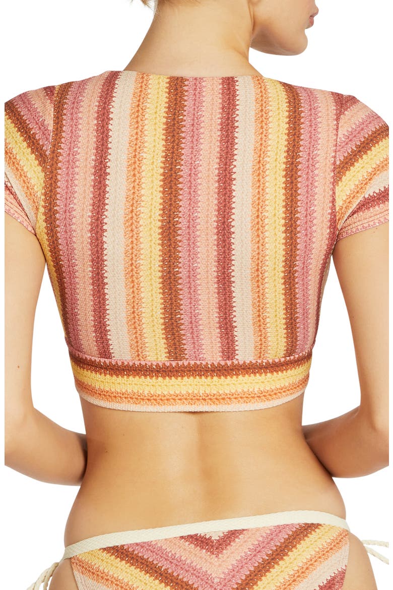 Lyra Stripe Cap Sleeve Bikini Top, Alternate, color, BLUSH