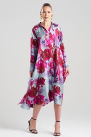 Natori Mira Silk Twill Oversized Shirt Dress