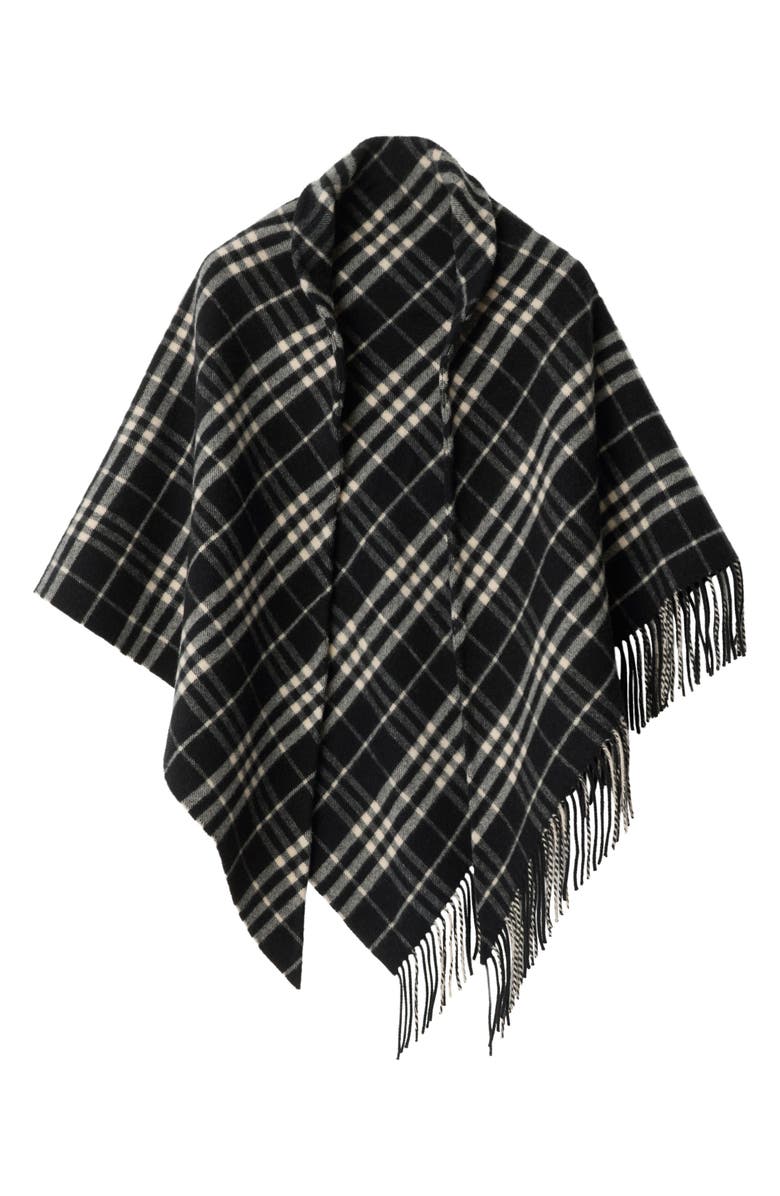 Burberry Medium Check Wool & Cashmere Cape, Main, color, Black/ Calico Ip Chk
