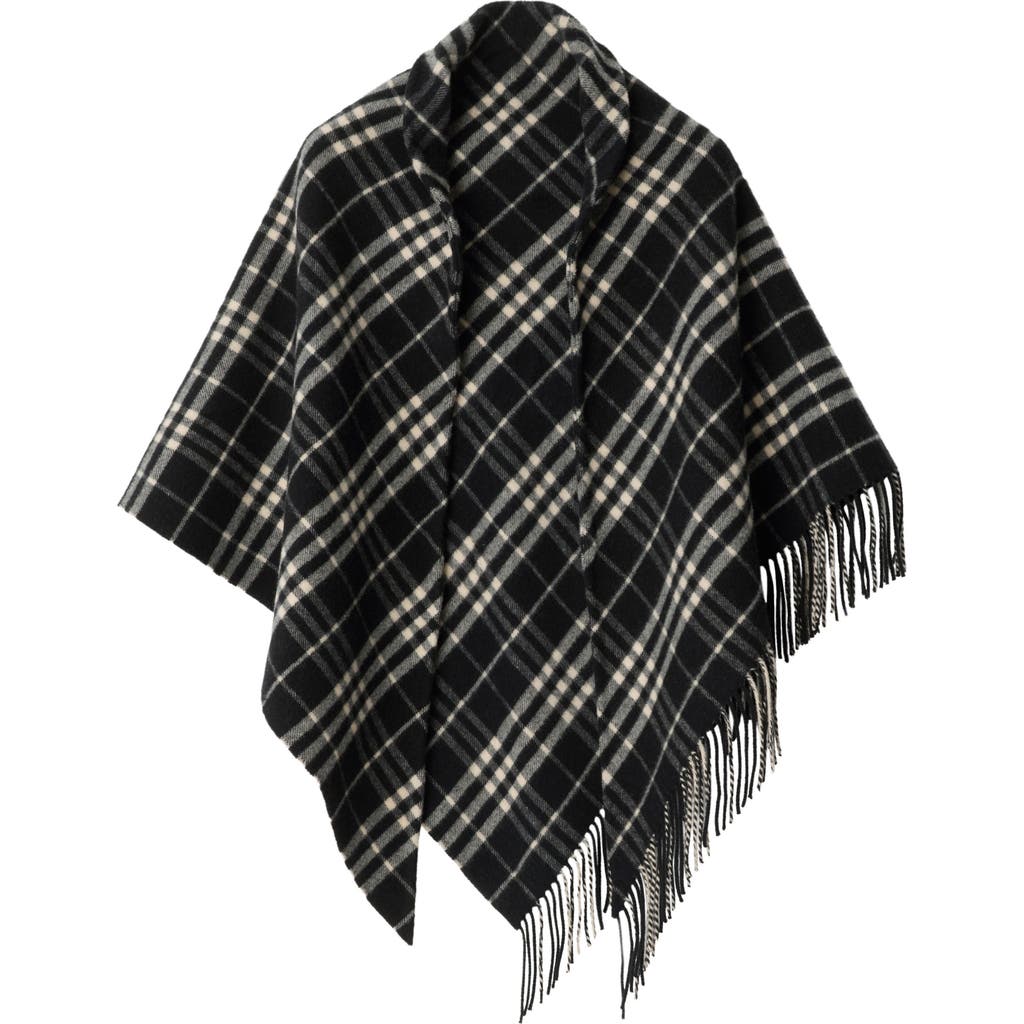 Burberry Women Black Check Wool And Cashmere Cape In Black