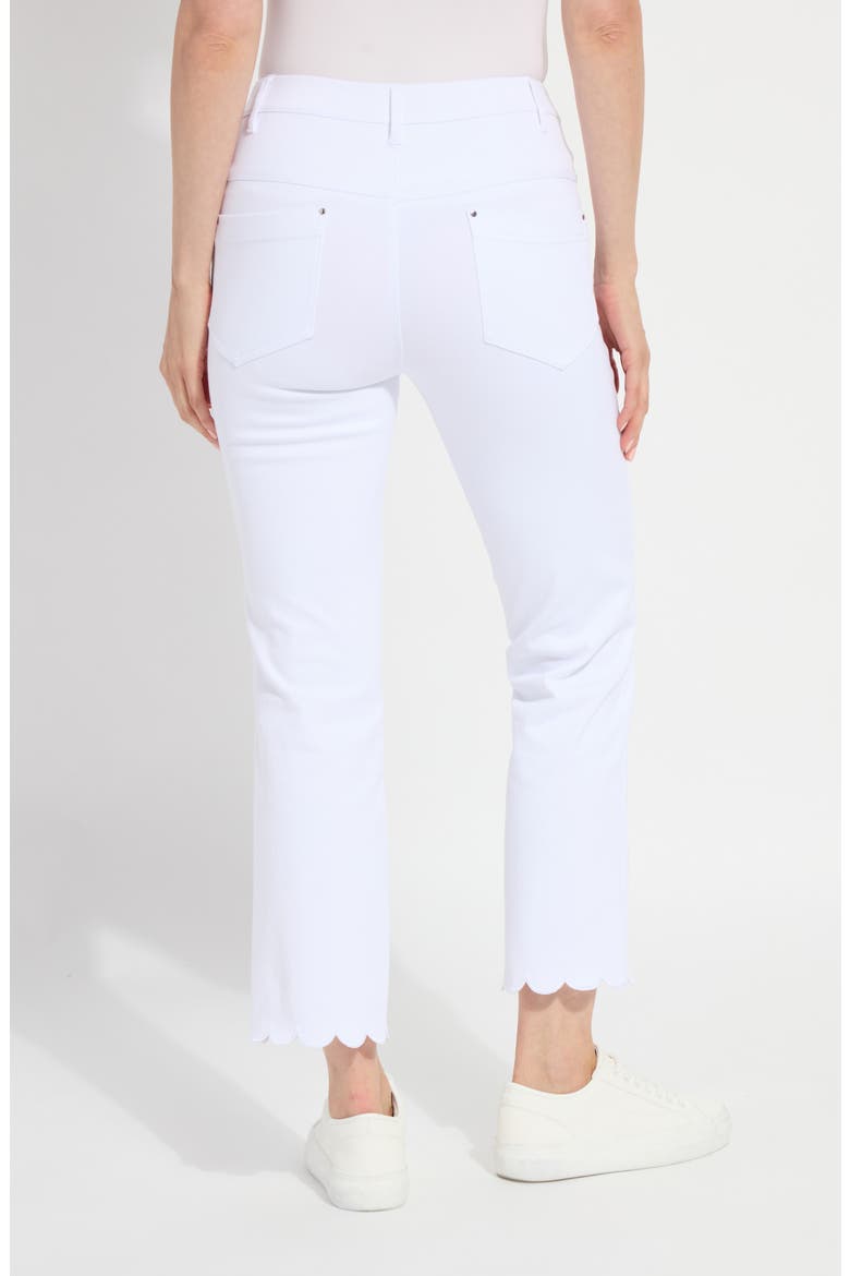 Sage Scallop Hem Pull-On Ankle Bootcut Knit Jeans, Alternate, color, WHITE