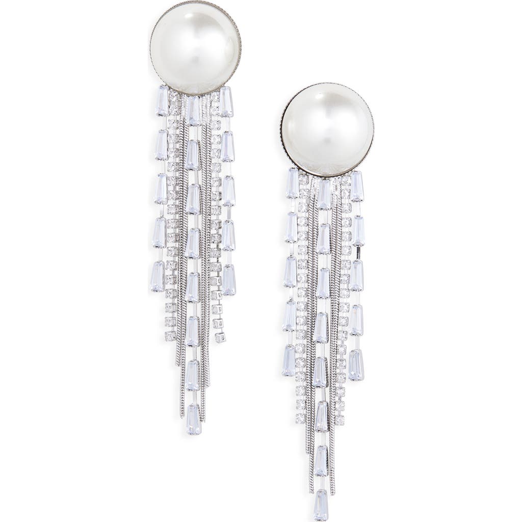 Tasha Faux Pearl & Crystal Fringe Drop Earrings