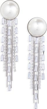 Tasha Faux Pearl & Crystal Fringe Drop Earrings