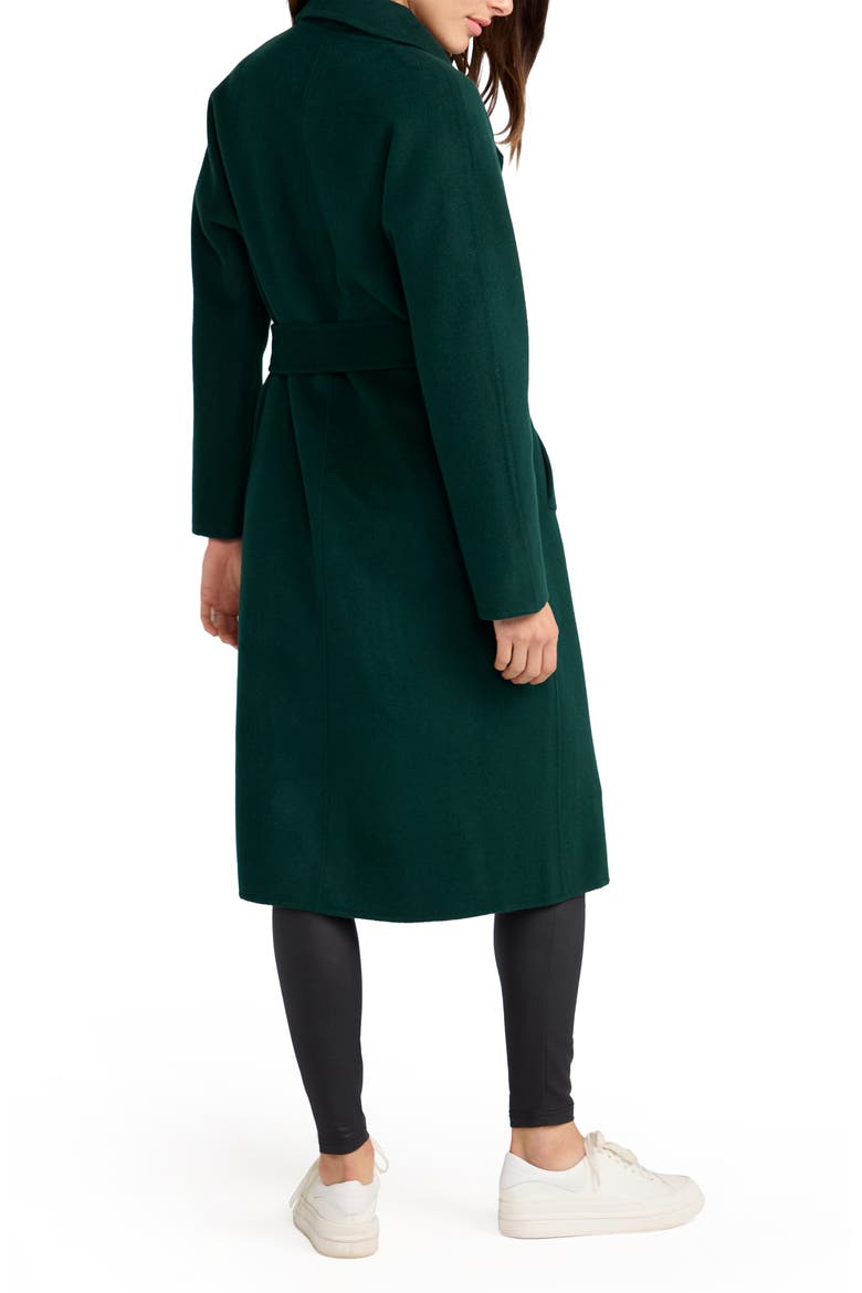 Standing Still Belted Wool Blend Coat, Alternate, color, DARK GREEN