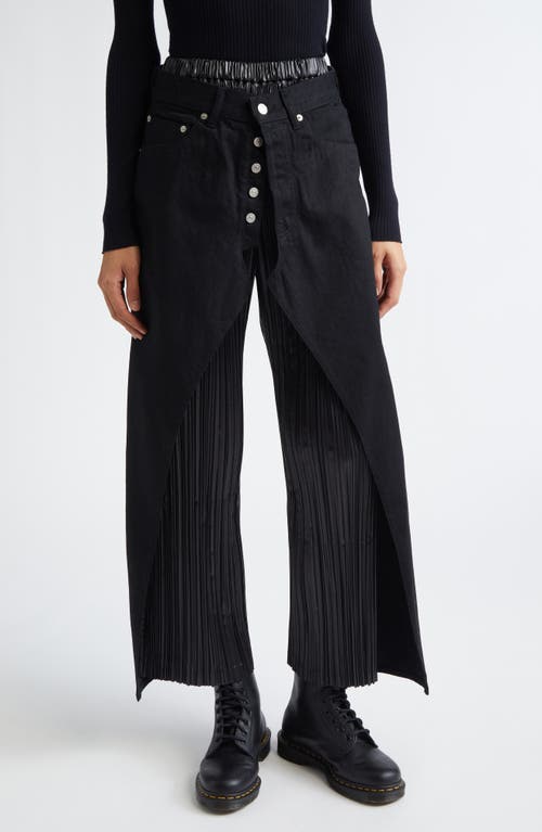 Junya Watanabe x Levi's® Mixed Media Denim & Pleated Satin Pants in Black X Black  product
