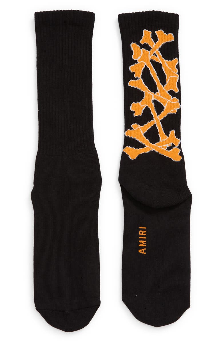 AMIRI Stacked Bones Crew Socks, Main, color, 
