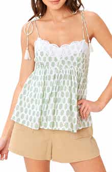 Embroidered Eyelet Tie Strap Camisole