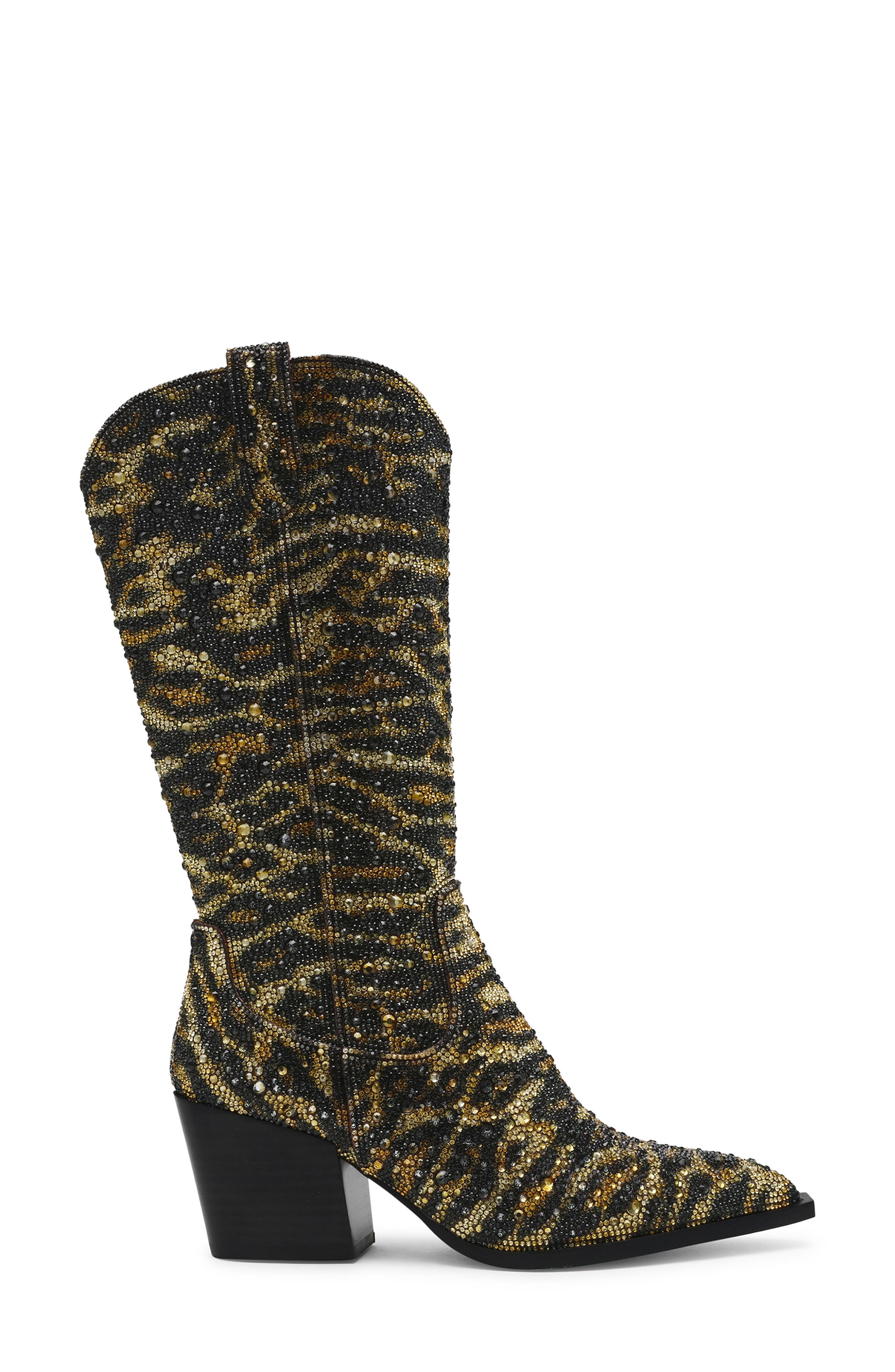 Betsey Johnson Cash Embellished Western Boot, Alternate, color, 