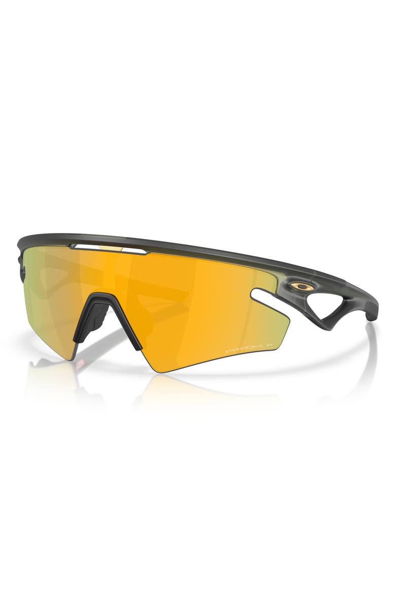 Oakley Gender Inclusive Sphaera 36mm Polarized Rectangle Shield Sunglasses, Alternate, color, Matte Olive Ink / Prizm 24K