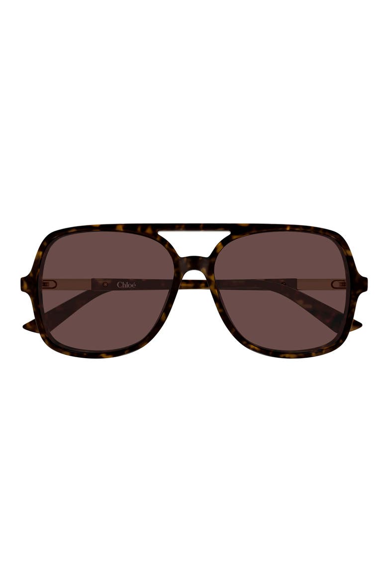 57mm Navigator Sunglasses, Main, color, SHINY DARK HAVANA