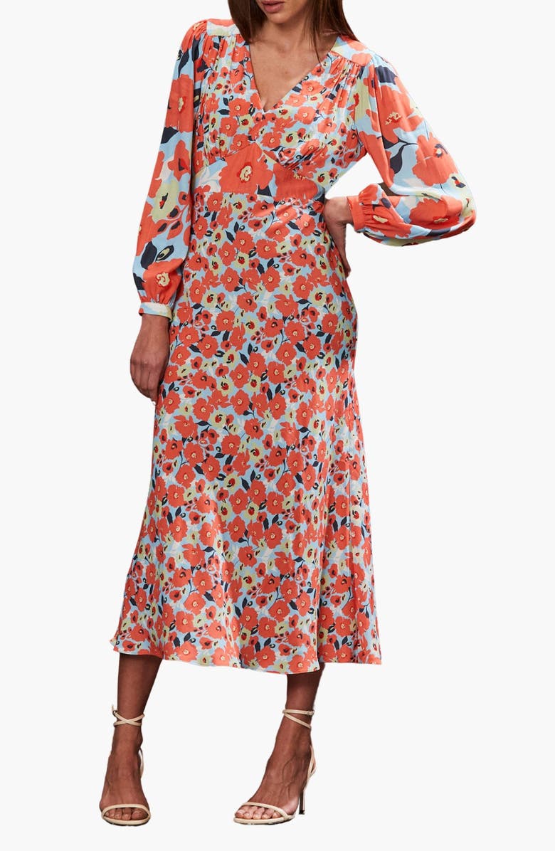 Ro&Zo Floral And Spot Mix Dress, Alternate, color, Blue