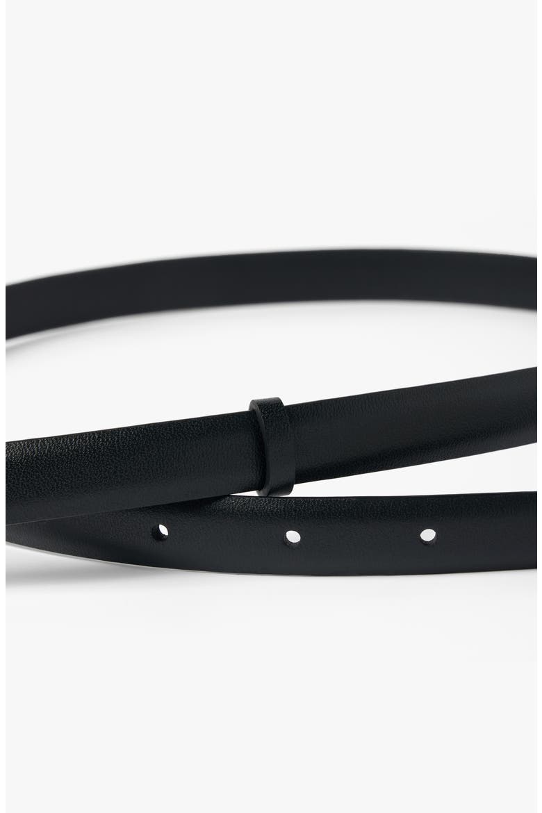 Women's LS Clasp Leather Skinny Belt, Alternate, color, Black