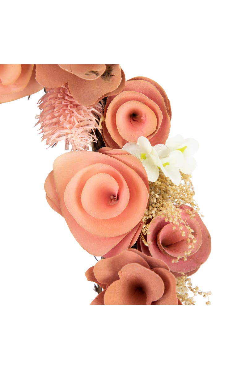 Northlight 10" Pink Wooden Rose Heart Spring Wreath with Butterflies, Alternate, color, Pink