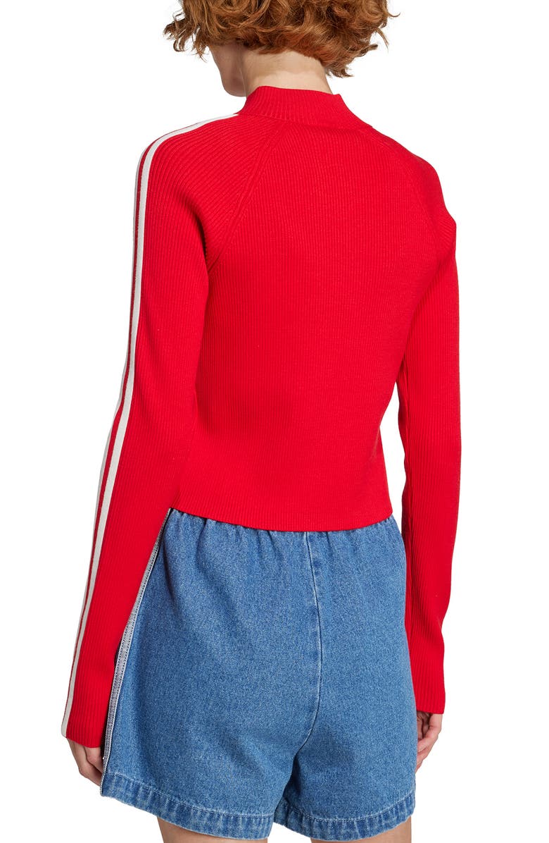 adidas 3-Stripes Slim Knit Track Jacket, Alternate, color, Better Scarlet