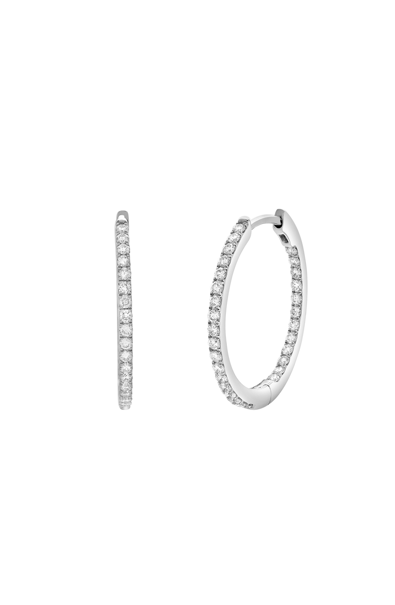 LuvMyJewelry Everbloom Sleek Inside Out Diamond Set Hoop Earrings in 14K Gold, Alternate, color, 14K White Gold