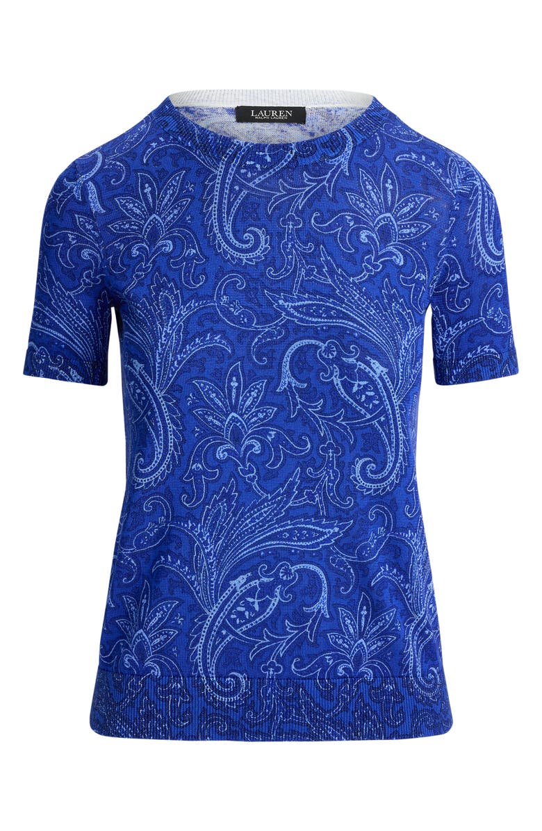 Lauren Ralph Lauren Paisley Cotton Blend Sweater, Alternate, color, Blue/ Multi