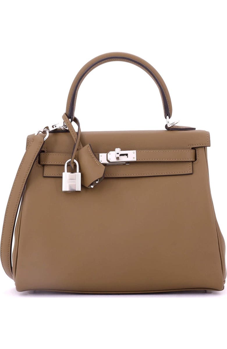 Pre-Owned Hermes Kelly Handbag Verso Swift with Palladium Hardware 25, Main, color, Verso - Alezan/Beige Marfa