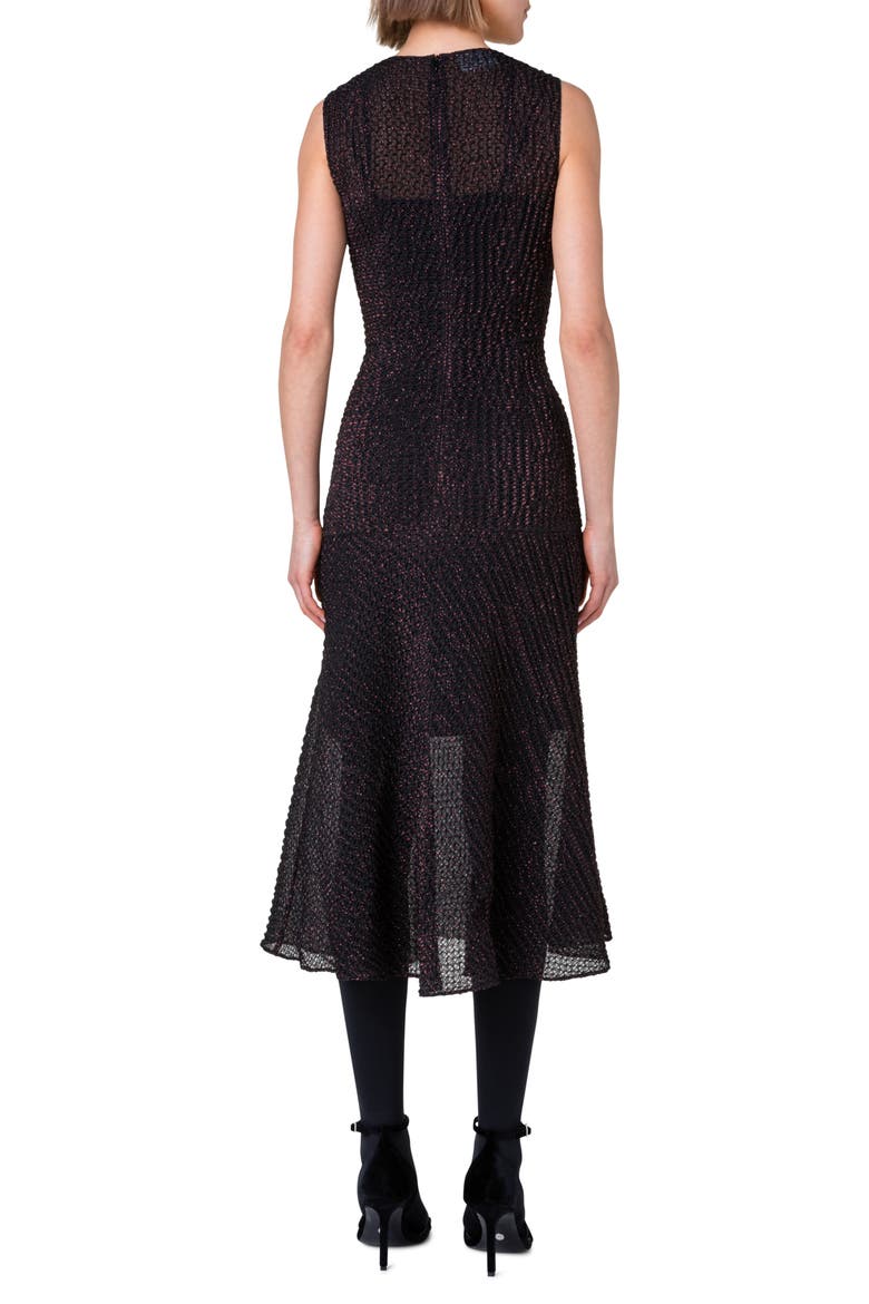 Metallic Knit Midi Dress, Alternate, color, BLACK-CRIMSON