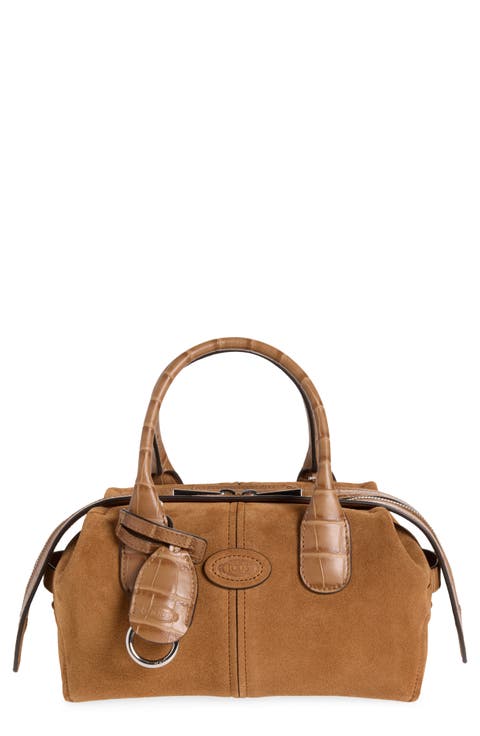 Bauletto Mini Croc Embossed Leather Crossbody Bag