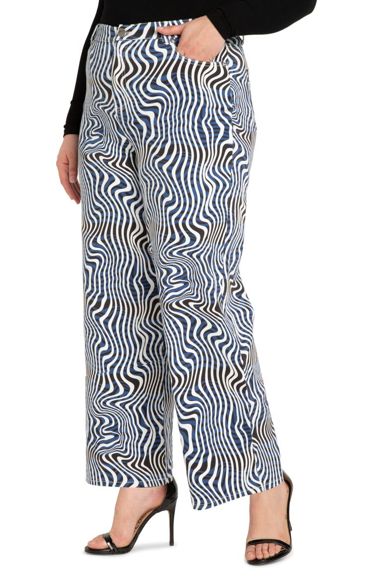Printed Wide Leg Jeans, Main, color, MAGIC EYE