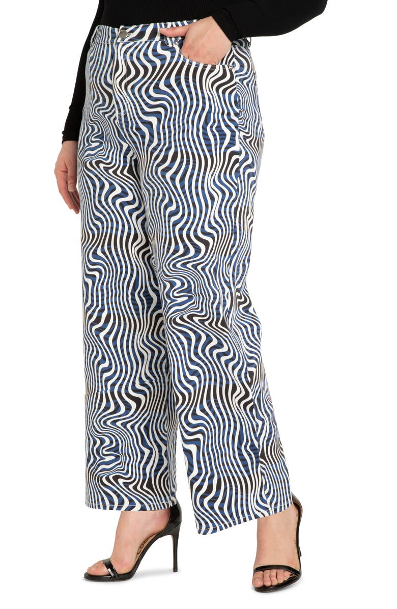 ELOQUII Printed Wide Leg Jeans, Main, color,