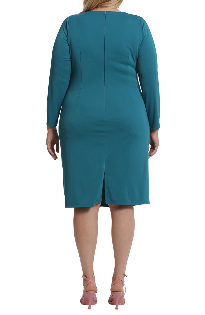 Donna Morgan Ruched Long Sleeve Sheath Dress, Alternate, color, Ocean Depths