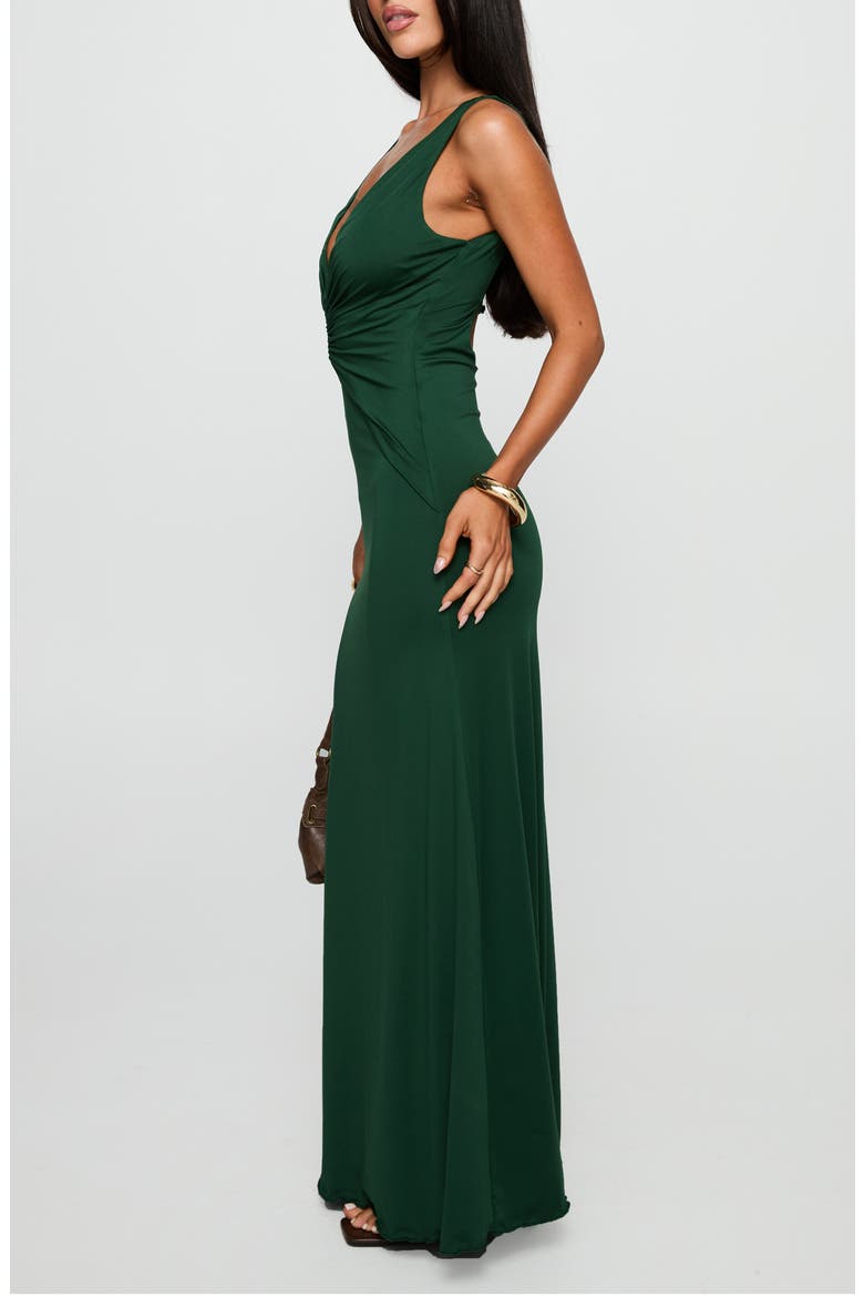 Frederica Plunge Neck Maxi Dress, Alternate, color, FOREST GREEN